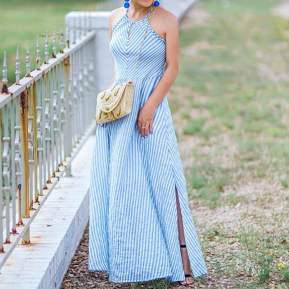 Striped Halter Maxi Dress